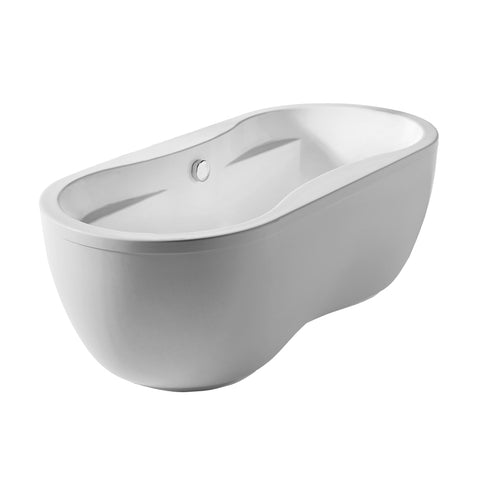 Bathhaus Oval Double Ended Dual Armrest Freestanding Lucite Acrylic Bathtub with a Chrome Mechanical Pop-up Waste and a Chrome Center Drain with Internal Overflow