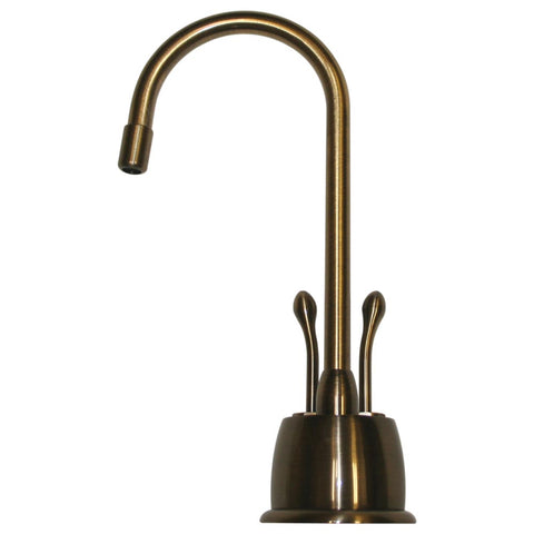 Point of Use Instant Hot/Cold Water Faucet with Gooseneck Spout and Self Closing Hot Water Handle