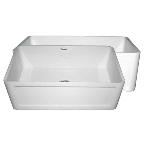 Farmhaus Fireclay Reversible Sink with a Concave Front Apron on One Side and Fluted Front Apron on the Other