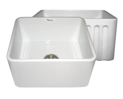 Farmhaus Fireclay Reversible Sink with Smooth Front Apron on One Side and Fluted Front Apron on the Opposite Side