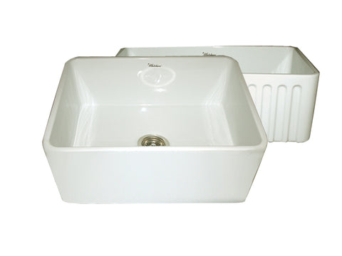 Farmhaus Fireclay Reversible Sink with Smooth Front Apron on One Side and Fluted Front Apron on the Opposite Side