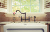 Vintage III Plus Bridge Faucet with Long Traditional Swivel Spout, Lever Handles and Solid Brass Side Spray