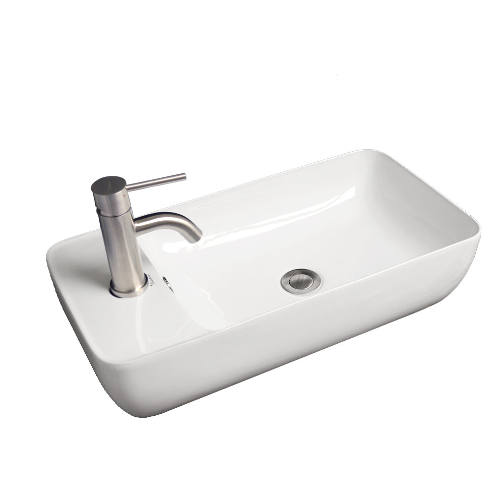 Isabella Collection Rectangular Above Mount Basin with Integrated Rectangular Bowl and a Center Drain