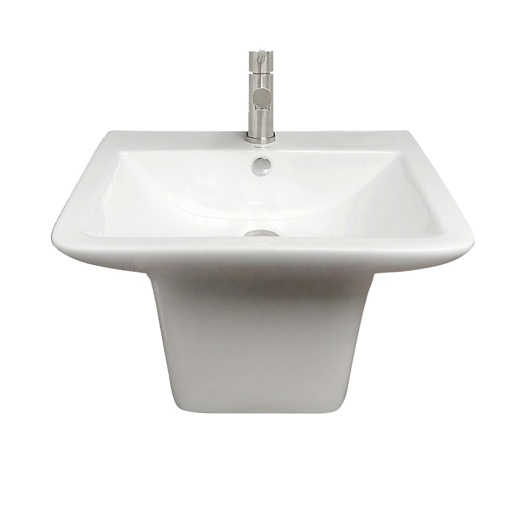 Isabella Collection Wall Mount Basin with Integrated Rectangular Bowl and a Center Drain