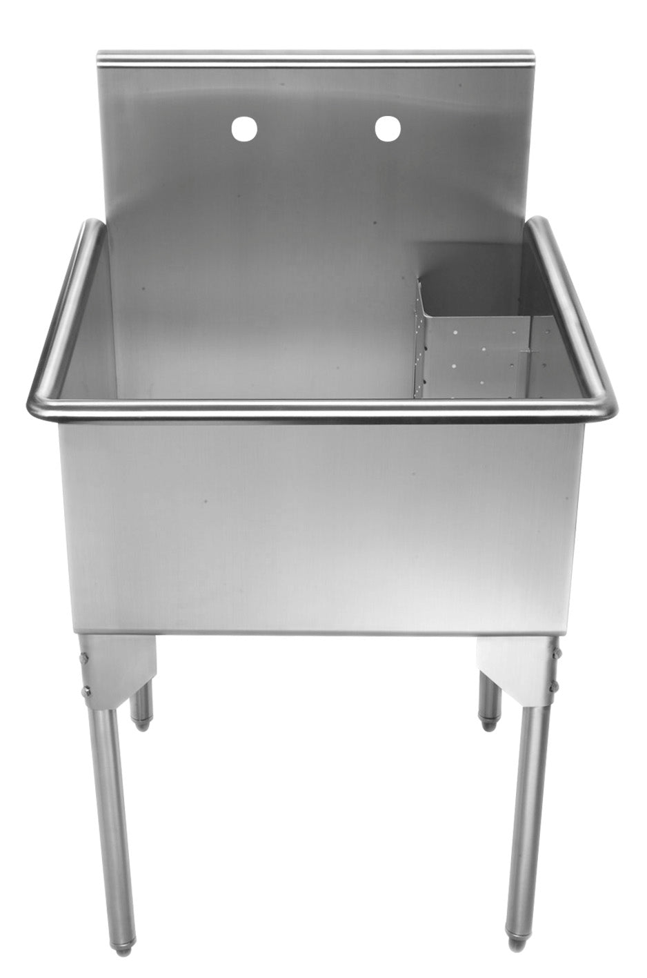 Pearlhaus Brushed Stainless Steel Square, Single Bowl Commerical Freestanding Utility Sink