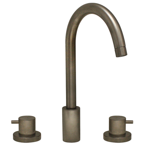 Luxe Widespread Lavatory Faucet with Tall Gooseneck Swivel Spout and Pop-up Waste