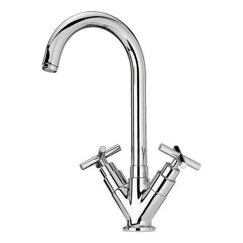 Luxe Single Hole/Dual Handle Entertainment/Prep Faucet with High Tubular Swivel Spout
