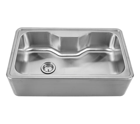 Noah's Collection Brushed Stainless Steel Single Bowl Drop-in Sink with a Seamless Customized Front Apron
