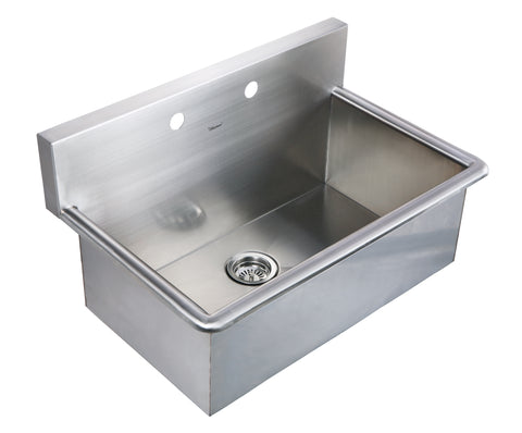 Noah's Collection Brushed Stainless Steel Commercial Drop-in or Wall Mount Utility Sink