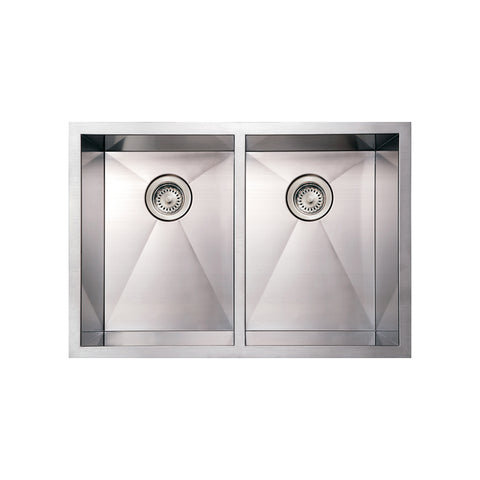 Noah's Collection Brushed Stainless Steel Commercial Double Bowl Undermount Sink