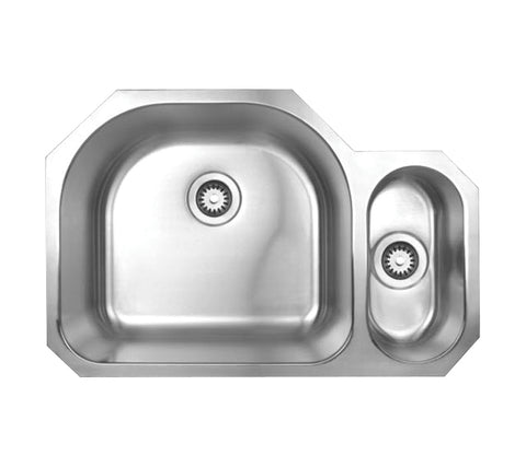 Noah's Collection Brushed Stainless Steel Double Bowl Undermount Disposal Sink