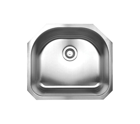 Noah's Collection Brushed Stainless Steel Single D-Shaped Bowl Undermount Sink