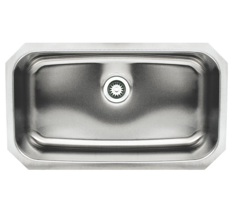 Noah's Collection Brushed Stainless Steel Rectangular Single Bowl Undermount Sink