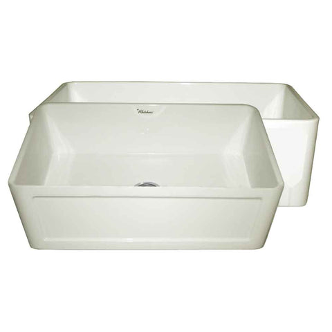 Farmhaus Fireclay Reversible 27" Sink with a Plain Front Apron on One Side and a Concave Front Apron on the Other