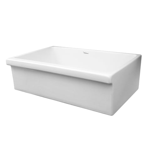 Farmhaus Fireclay Quatro Alcove Large Reversible Sink with Decorative 2 «" Lip on One Side and 2" Lip on the Opposite Side