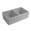 Farmhaus Quatro Alcove Reversible Matte Double Bowl  Fireclay Kitchen Sink with Fluted  2" Lip Front Apron on one Side and a 2 «" Lip Plain on the Opposite Side
