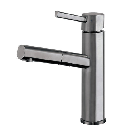 Waterhaus Lead-Free Solid Stainless Steel, Single Hole, Single Lever Kitchen Faucet with Pull-out Spray Head