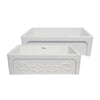 Glencove St. Ives 33" Front Apron Fireclay Sink with an Intricate Vine Design on one side and an Elegant Beveled Front Apron on the Opposite Side