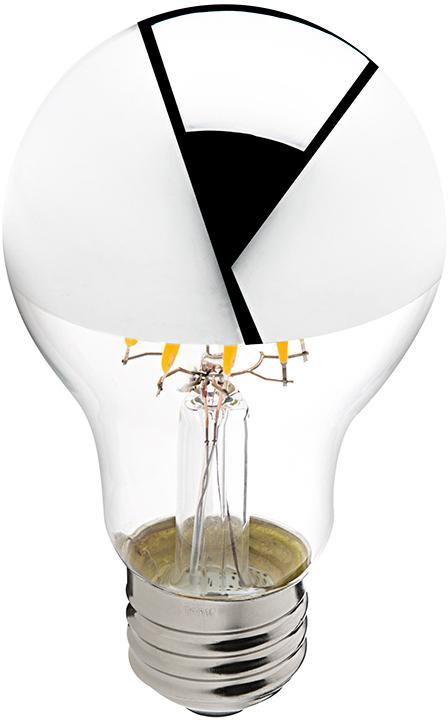 LED Filament A19 Half Mirror Bulb 4W 18K (Dimmable) Bulbs Dazzling Spaces 