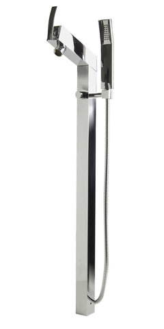 Polished Chrome Floor Mounted Tub Filler + Mixer /w additional Hand Held Shower Head Faucets Alfi 