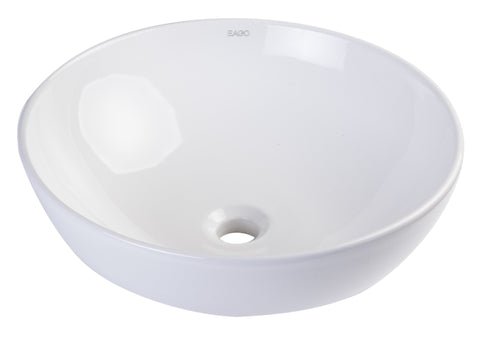 18" Round Ceramic Above Mount Bathroom Basin Vessel Sink