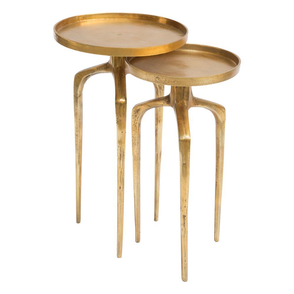 Como Accent Table Set Antique Gold Furniture Zuo 
