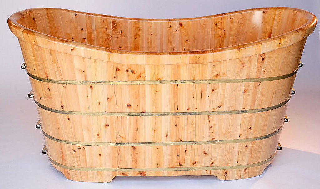 63" Free Standing Cedar Wooden Bathtub Sink Alfi 