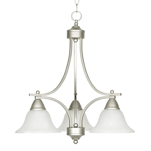 Three Light Down Chandelier - Pewter (Painted)