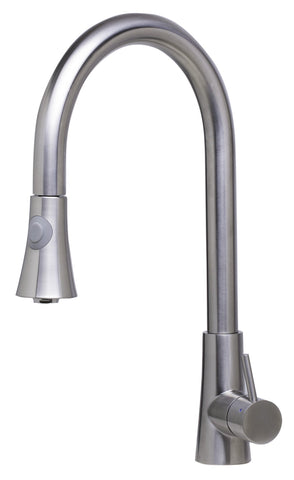 Solid Brushed Stainless Steel Pull Down Single Hole Kitchen Faucet Faucets Alfi 