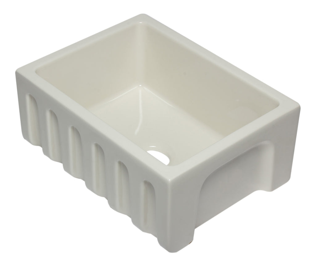 24 inch Biscuit Reversible Smooth / Fluted Single Bowl Fireclay Farm Sink Sink Alfi 