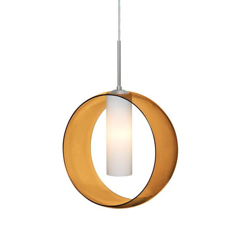 Plato Cord Pendant Amber/Opal Ceiling Besa Lighting Satin Nickel 60W Incandescent E26 
