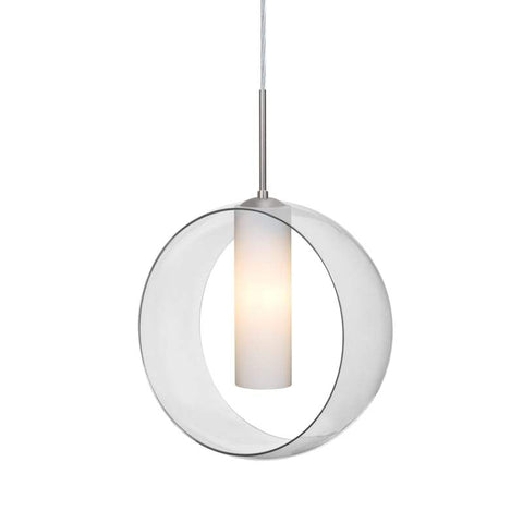 Plato Cord Pendant Clear/Opal Ceiling Besa Lighting Satin Nickel 60W Incandescent E26 