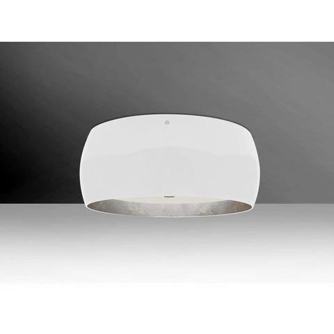 Pogo 16"w Ceiling Fixture - White/Inner Silver Foil (Choose Bronze or Nickel) Ceiling Besa Lighting Satin Nickel 60W Incandescent Medium E26 Base 
