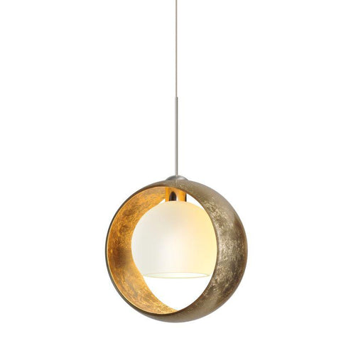 Pogo Cord Pendant - Gold/Inner Gold (Choose Nickel or Bronze) Ceiling Besa Lighting Satin Nickel 35W Halogen G6.35 