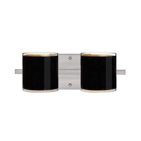 Pogo 2-Light Bath Fixture - Black/Inner Gold Foil (Choose Chrome or Satin Nickel) Wall Besa Lighting Satin Nickel 50W Halogen G9 