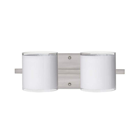 Pogo 2-Light Bath Fixture (Chrome or Satin Nickel) Wall Besa Lighting White/Silver Satin Nickel 50W Halogen G9