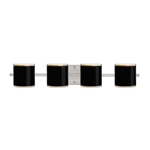 Pogo 4-Light Bath Fixture - Black/Inner Gold Foil (Choose Chrome or Satin Nickel) Wall Besa Lighting Satin Nickel 50W Halogen G9 