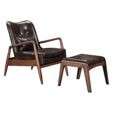 Bully Lounge Chair & Ottoman Brown Furniture Zuo Brown 