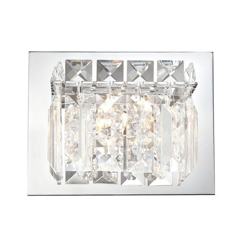 Crown 1 Light Vanity In Chrome And Clear Crystal Glass Wall Elk Lighting 