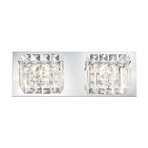 Crown 2 Light Vanity In Chrome And Clear Crystal Glass Wall Elk Lighting 
