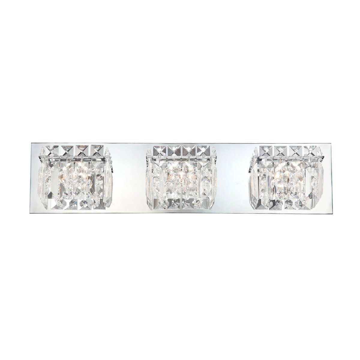 Crown 3 Light Vanity In Chrome And Clear Crystal Glass Wall Elk Lighting 