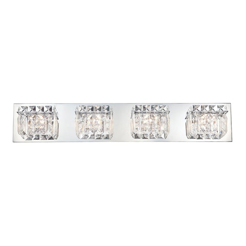 Crown 4 Light Vanity In Chrome And Clear Crystal Glass Wall Elk Lighting 