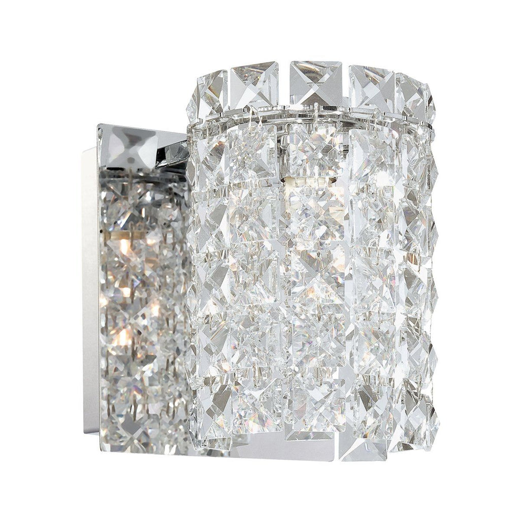 Queen 1 Light Vanity In Chrome And Clear Crystal Glass Wall Elk Lighting 