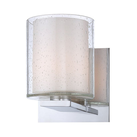 Combo 1 Light Vanity In Chrome And Clear Stromboli Outer Glass With White Opal Inner Glass Wall Elk Lighting 