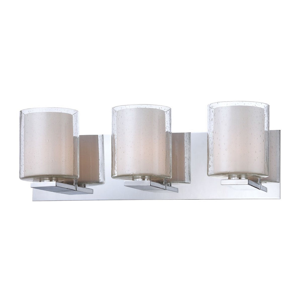Combo 3 Light Vanity In Chrome And Clear Stromboli Outer Glass With White Opal Inner Glass Wall Elk Lighting 
