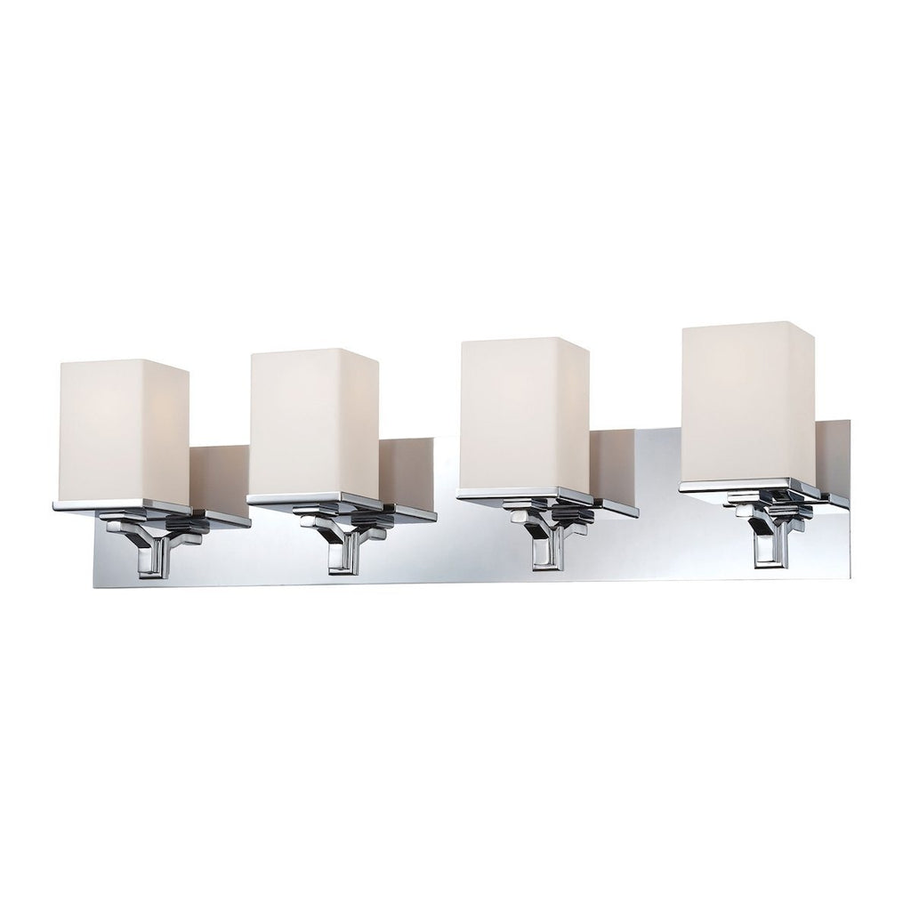 Ramp 4 Light Vanity In Chrome And White Opal Glass Wall Elk Lighting 