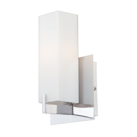 Moderno 1 Light Sconce In Chrome And White Opal Glass Wall Sconce Elk Lighting 