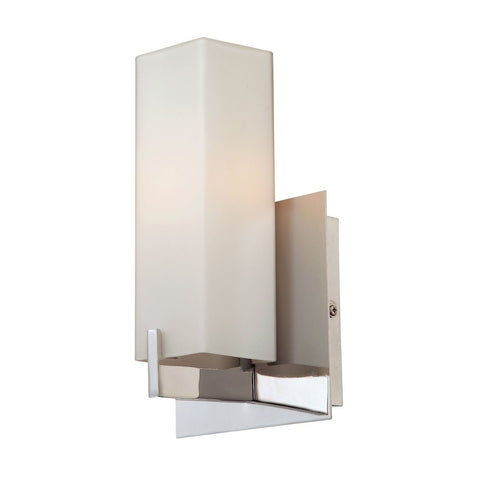 Moderno 1 Light Sconce In Matte Satin Nickel And White Opal Glass Wall Sconce Elk Lighting 