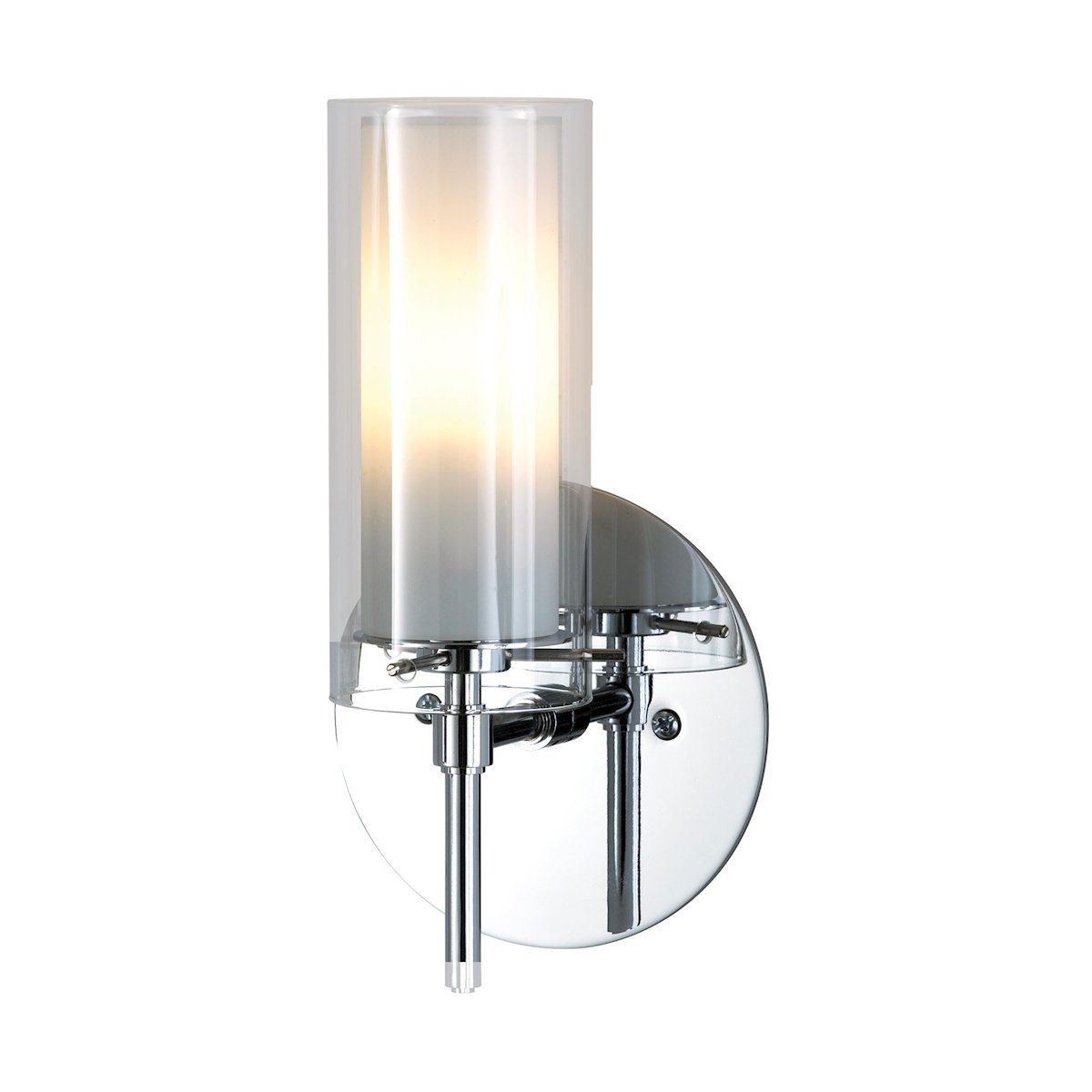 Tubolaire 1 Light Sconce In Chrome With Clear Outer Glass And Frosted Interior Glass Wall Sconce Elk Lighting 