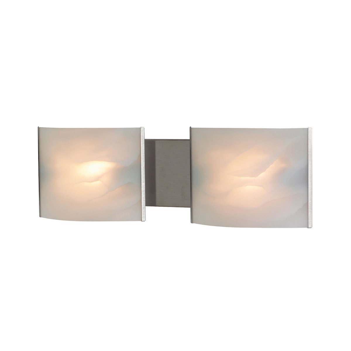 Pannelli 2 Light Vanity In Stainless Steel And Hand-Moulded White Alabaster Glass Wall Elk Lighting 